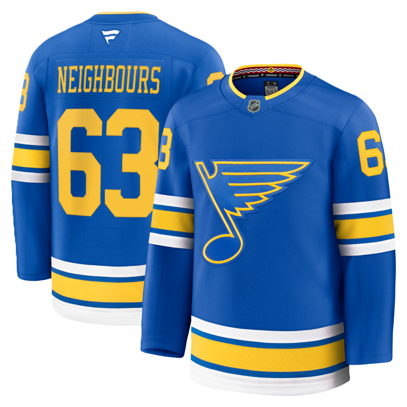 ST. LOUIS BLUES FANATICS PREMIUM HOME JERSEY - NEIGHBOURS #63