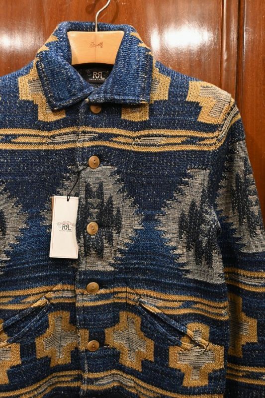 EXCELLENT USED】RRL BEACON KNIT JACKET インディゴ ネイティブ柄
