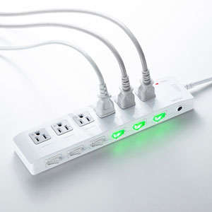 楽天市場】電源タップ 雷ガード マグネット 3P 6個口 2m 省エネタップ