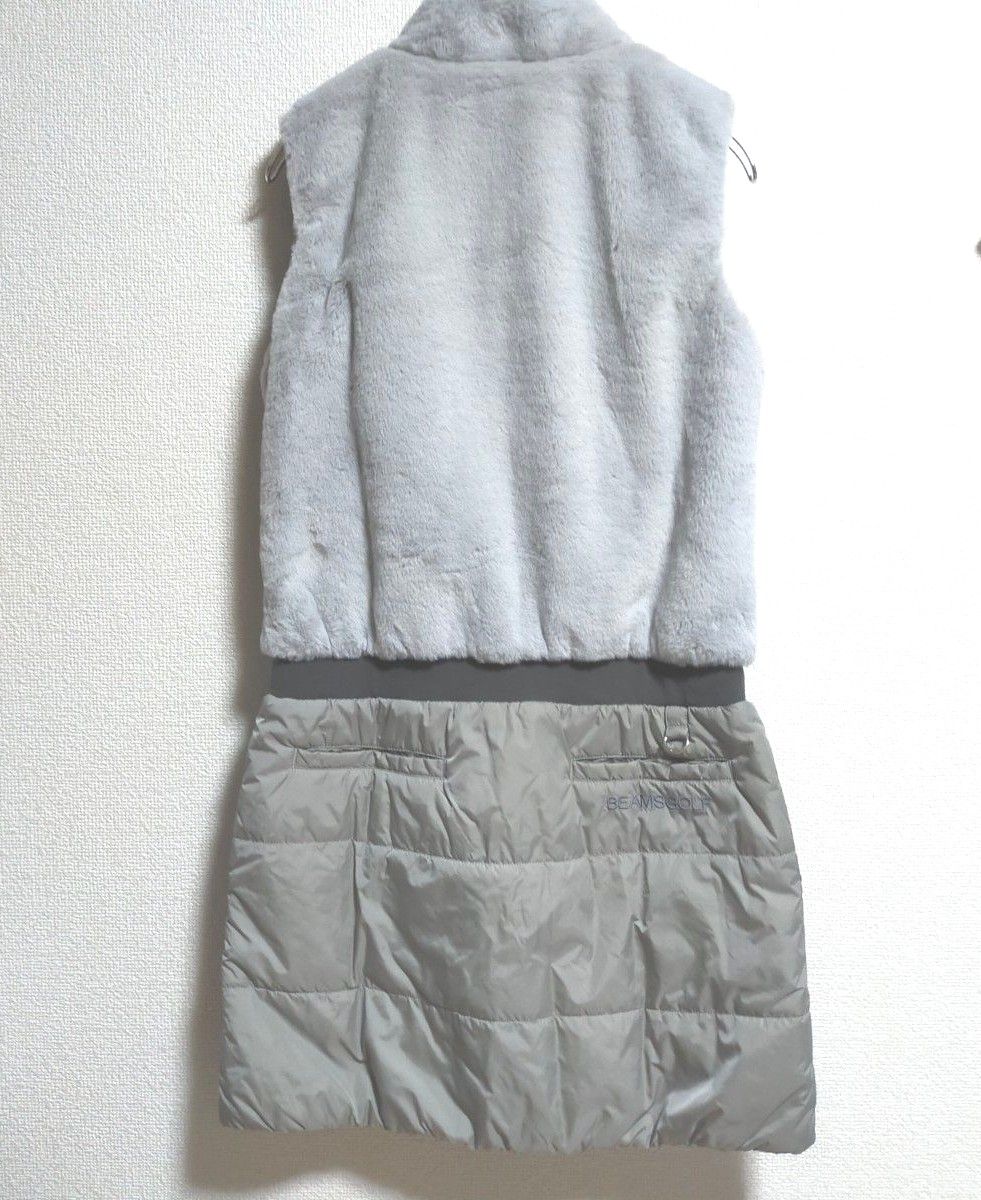 美品 BEAMS GOLF ビームスゴルフ 中綿入り ファーワンピース ふわもこ