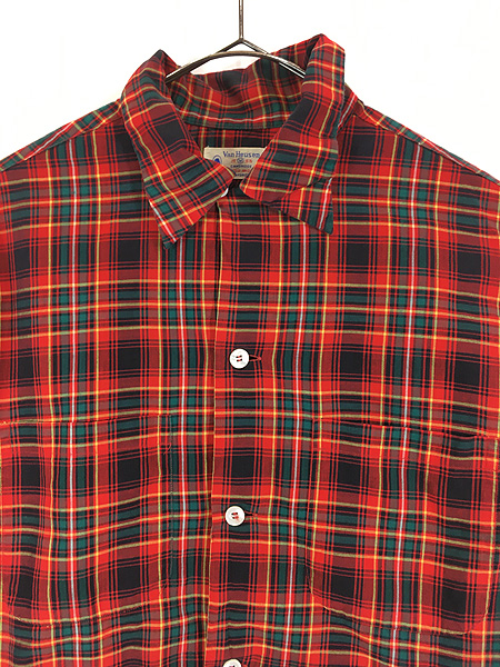 古着 50s Van Heusen 好配色 ブラック チェック 開襟 ボックス
