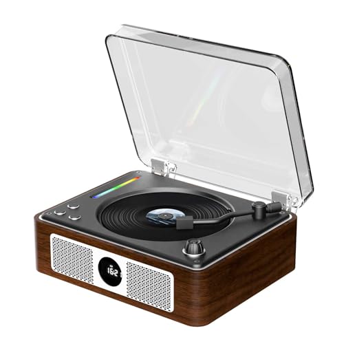 THINKYA CDプレーヤー Bluetooth受信/送信 、木製キャビネット、レトロ