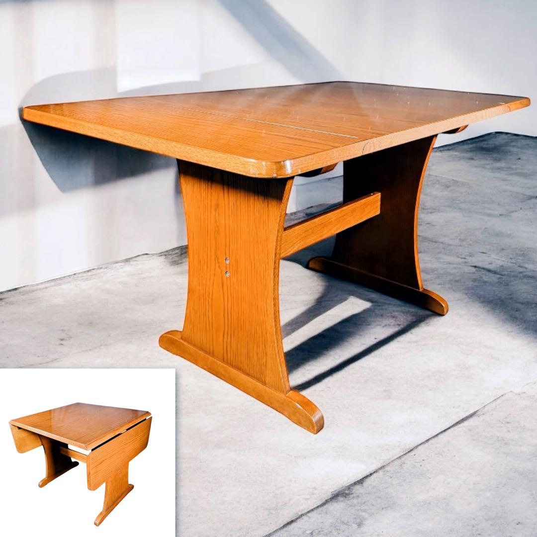 HR657 【木目が美しい】三越ブルージュ　現カントリーハウス　拡張テーブル 三越ブルージュ カントリーハウス バタフライ ダイニングテーブル 伸長