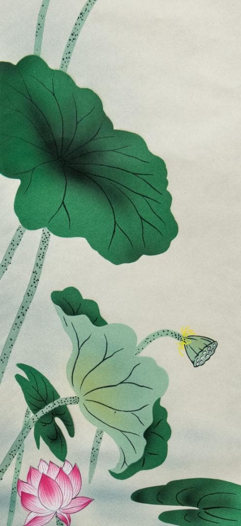 掛軸-1440　悠堂　蓮花二幅対　共箱