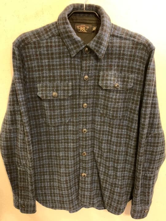 【セール】RRL Wool-Blend Workshirt Sweater 中古・古着通販】RRL (ダブルアールエル) Wool Cashmere Plaid Olive