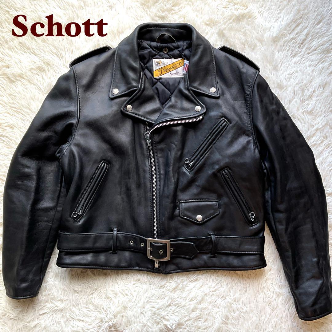USA製✨schott レザージャケット ダブルライダース 44 本革 ブラック